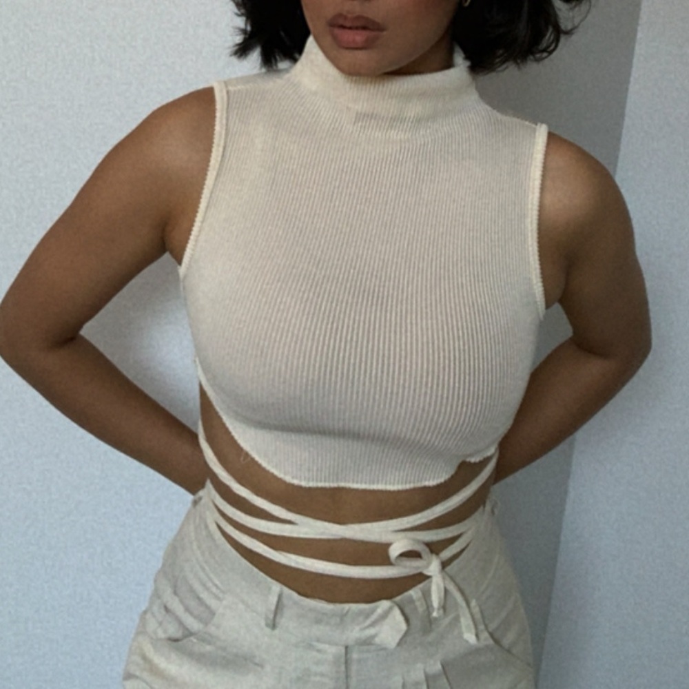 Hudson and Bailey white turtleneck crop top